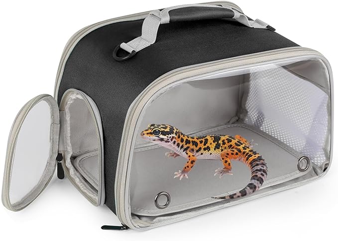 WEVONIGU Expandable Small Animal Backpack Carrier with Clear Bubble Window Large Space Travel Cage for Hedgehog Rat Parrot,Bearded Dragon,Sugar Glider,Airline Approved (Black, Carrier)