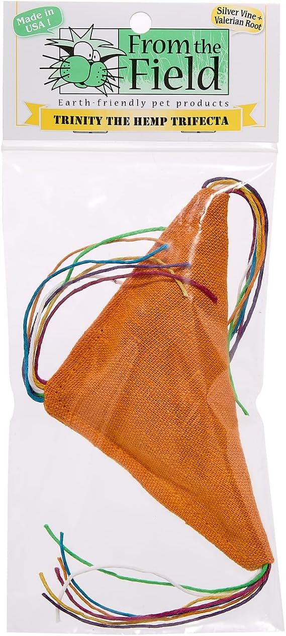 From The Field | Trinity The Hemp Trifecta Cat Toy – Durable Hemp Fabric & String, Filled with Gamma Blend Catnip, Silver Vine & Valerian Root | Biodegradable, USA-Made (0.5 OZ)