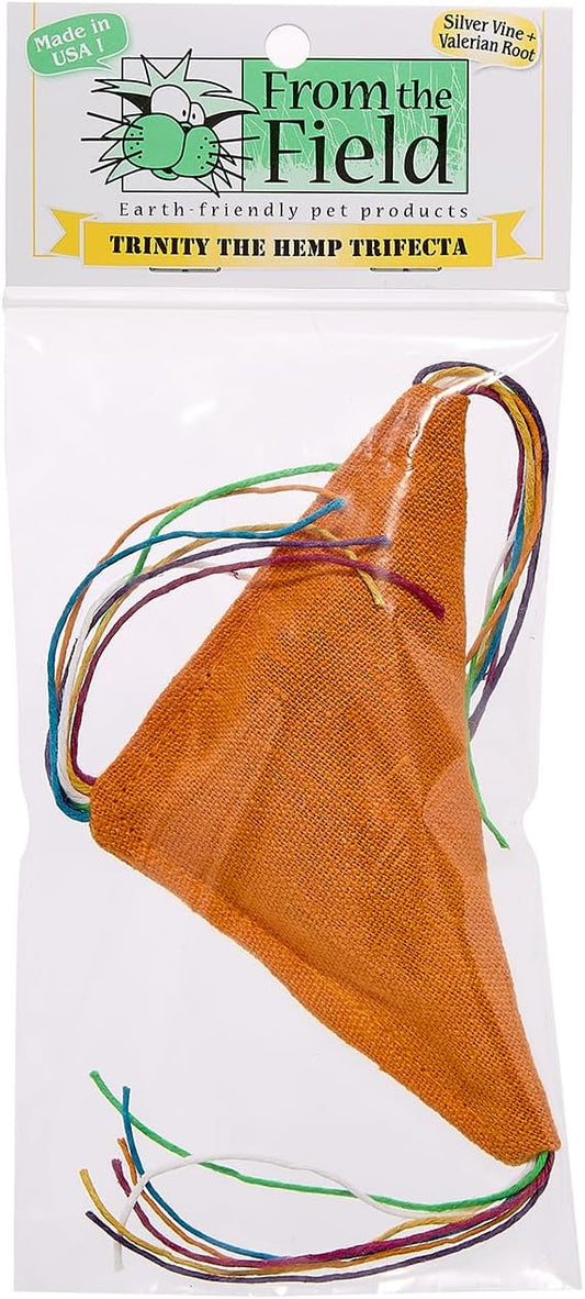From The Field | Trinity The Hemp Trifecta Cat Toy – Durable Hemp Fabric & String, Filled with Gamma Blend Catnip, Silver Vine & Valerian Root | Biodegradable, USA-Made (0.5 OZ)