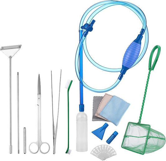 Aquarium Siphon Vacuum Cleaner Kit with Fish Net Ideal for Gravel Vacuum | Fish Tank Cleaner Kit for Aquarium Fish Tank Sand Cleaning and Water Change