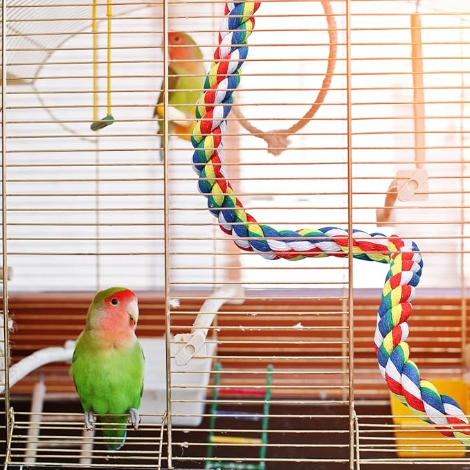 iplusmile Parrot Rope Perch 31.5 Inch Durable Cotton Climbing Toy for Birds Cage Chew Toy for Large Parrots Budgies Cockatiels and Conures Stress Relief and Exercise Accessory