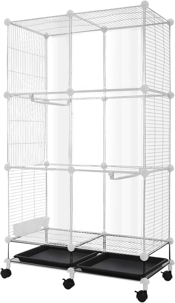 49in Metal Bird Cage Large Parakeet Cages for Parrot, Cockatiel, Lovebird, Pigeon Pagoda Bird House with Rolling Stand,Feeding Bowls & Waterer (Acrylic-49in)