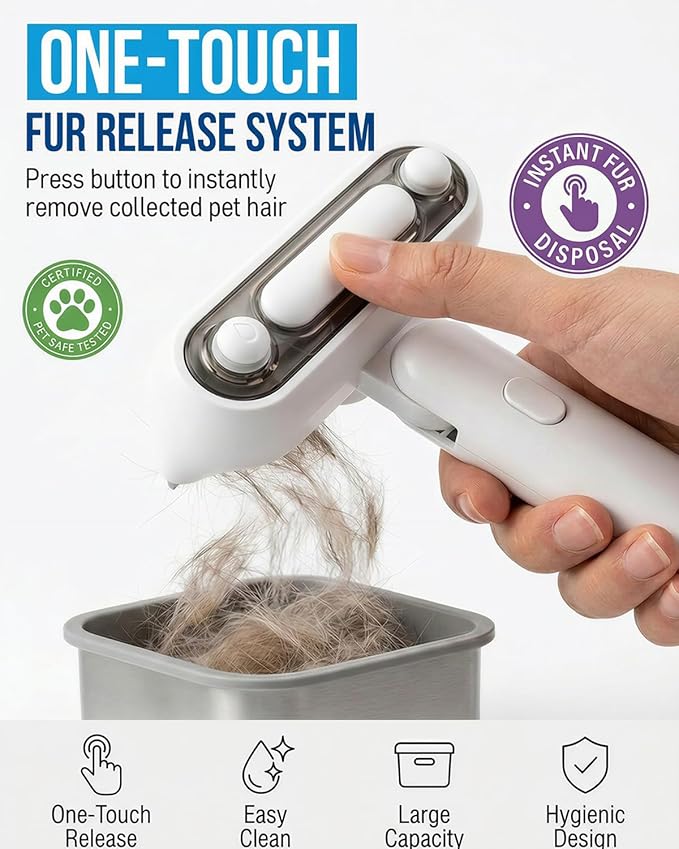 Spray Deshedding Brush for Cats & Dogs, 2-in-1 Mist Grooming Tool with Undercoat Removal, Anti-Static Pet Hair Remover, Gentle Stainless Steel Comb, No Flying Fur, Self Cleaning