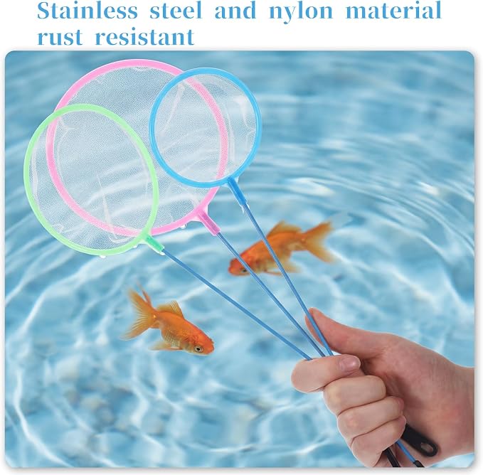 3 Pcs Aquarium Fish Nets, Plastic Artemia Sieves, Small Fish Net, Brine Shrimp Net, Fish-Tank Skimmer, Aquarium Fish-Tank Tool (3 Sizes, Round, Random Color)