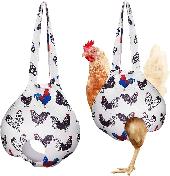 Paterr 2 Pack Chicken Holder Bag, Chicken Carrier Sling Catching Hand Bag Hen Sling with Handle Farm Supplies for Hen Rooster Transport Traveling Hiking Driving(White,13.5 x 13.5 Inch)