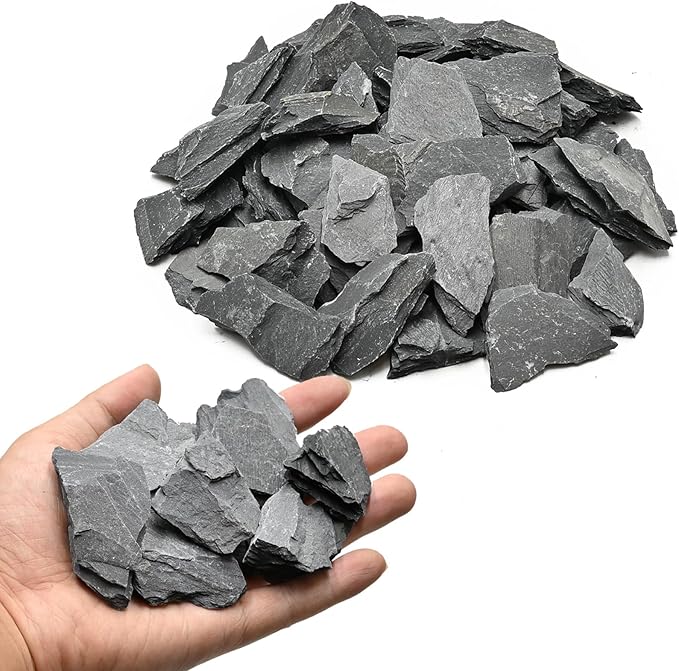 Natural Rocks Slate Stone 1-2.5 Inches Decorative Rocks for Miniature Landscaping,Fairy Gardens,Bonsai,DIY Crafts, Aquariums & Reptile Terrariums-2lb