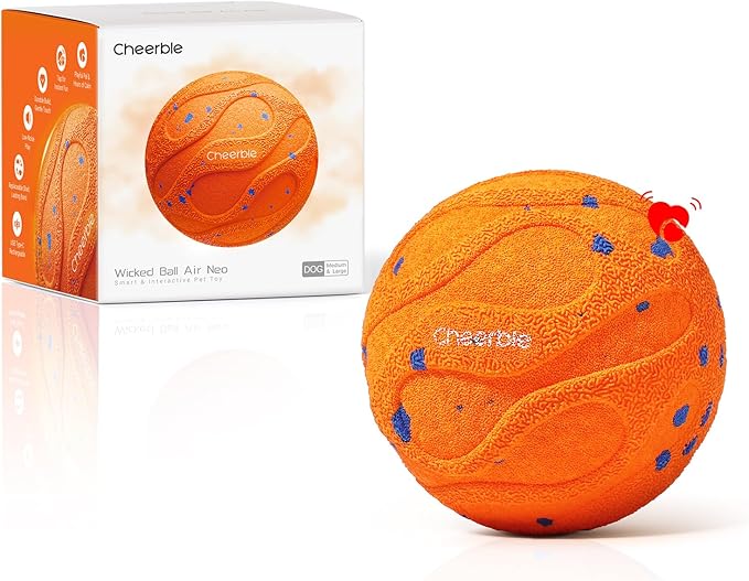 Cheerble Smart Interactive Dog Toy, Wicked Ball AIR Neo, Heartbeat Puppy Toy Automatic Moving, Bouncing, and Rotating, ETPU Material, IPX7 Waterproof Rating, Active Rolling Ball for Medium & Large Dog