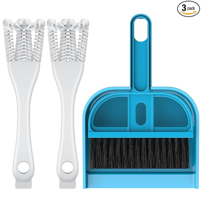 Pawfly 3 Pcs Bird Cage Cleaner Brush with Shovel, 2-in-1 Bird Cage Cleaning Brush Set, Bird Poop Remover for Perches, Kennels & Small Animal Cages, Bird Cage Accessories, Bird Droppings Removal Brush