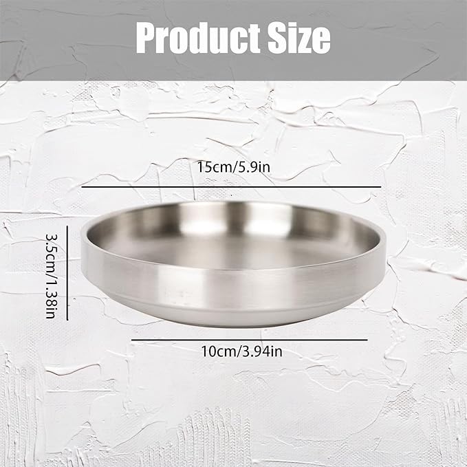 2 Pcs Whisker Fatigue Cat Bowl, 5.9 Inch Stainless Steel Cat Water Bowls, Shallow Cat Food Bowls Oval, Pet Bowls for Small Dogs Cats, Dishwasher Safe (Silver)