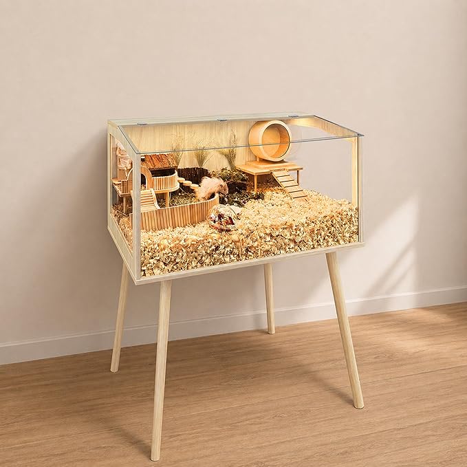 PROLEE Hamster Cage with Legs, Guinea Pig Cages Chew Proof, Hamster House, Hamster Cages and Habitats with Lockable Design, Small Animal Cage, 24" L x 16" W x 40" H
