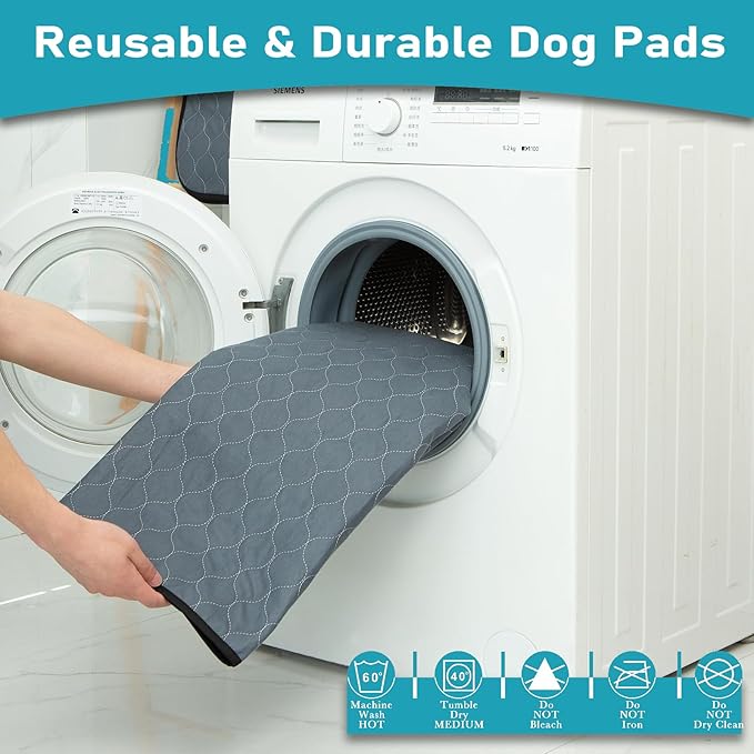 Bunlitent Washable Pee Pads for Dog, 2 Pack, 27.5 Inch Round, Reusable Puppy Pads with Quick Dry, Anti-Slip for Dogs, Cats & Whelping