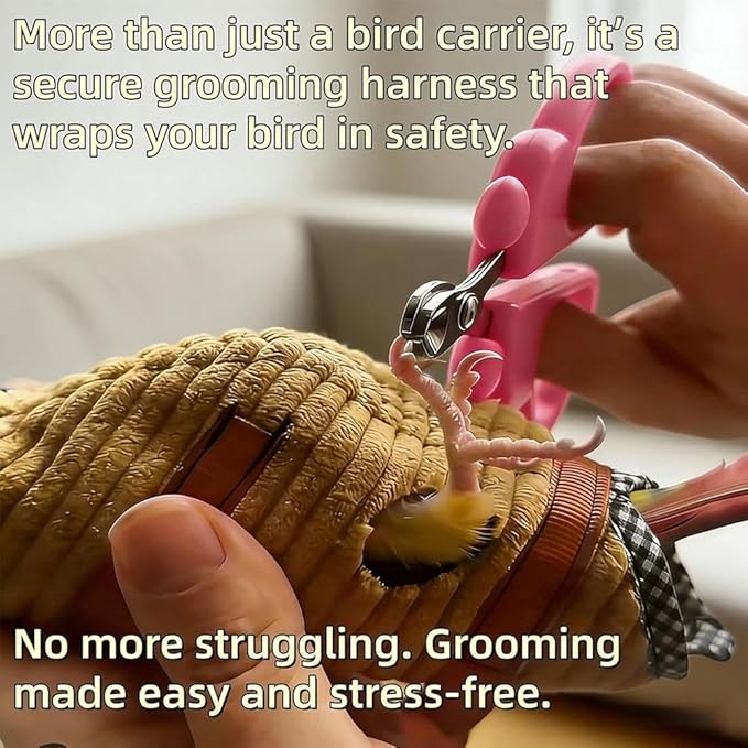 Bird Sling Carrier Bag, Parrot Restrained Vest Escape Resistant Birds Carrier Harness for Budgie, Cockatiel, Green-cheeked Conure, Soft Bird Diaper Flight Suit, for Daily Outdoor & Nail Trimming (M)
