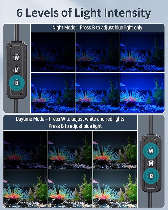 Pawfly 18 W Terrarium Reptile LED Light for 24" to 30" Terrarium Extendable Reptile Tank Light with Full Spectrum Brilliant White Blue Red Lights with Day & Night Modes and Adjustable Brightness