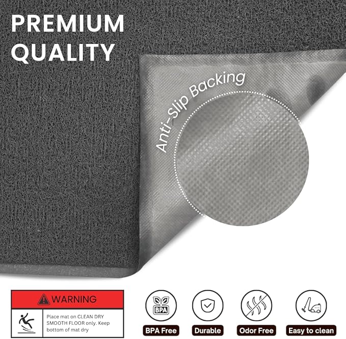 Andalus Small Cat Litter Mat, Pack of 1 - Waterproof, Non-Slip & Easy to Clean Cat Litter Box Mat for Extra Efficient Pet Litter-Trapping, Grey (15.75” X 11.75”)
