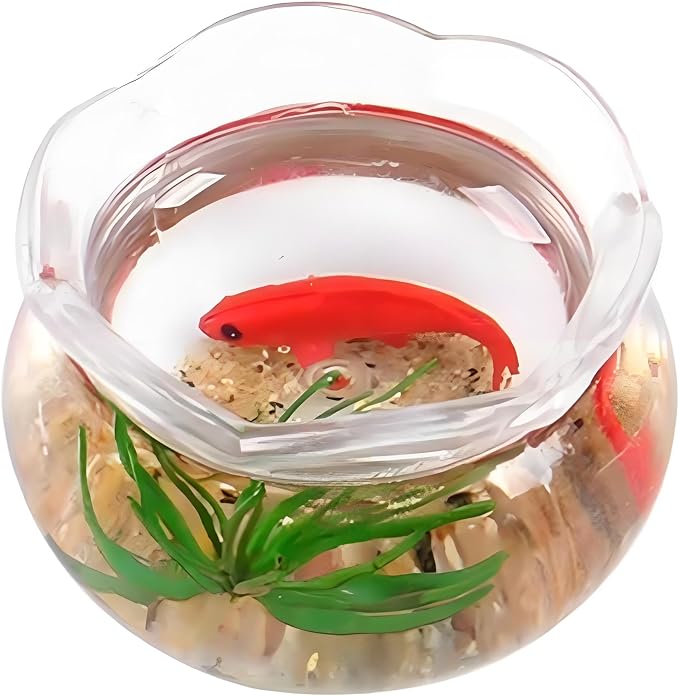 Miniature Goldfish Bowls for Dollhouse – Realistic Resin Fish Tank Accessories, Cute Animal Figurines, Smooth Surface, Fairy Garden Decor, 1:12 Scale, Perfect for Cupcake Toppers & DIY Projects