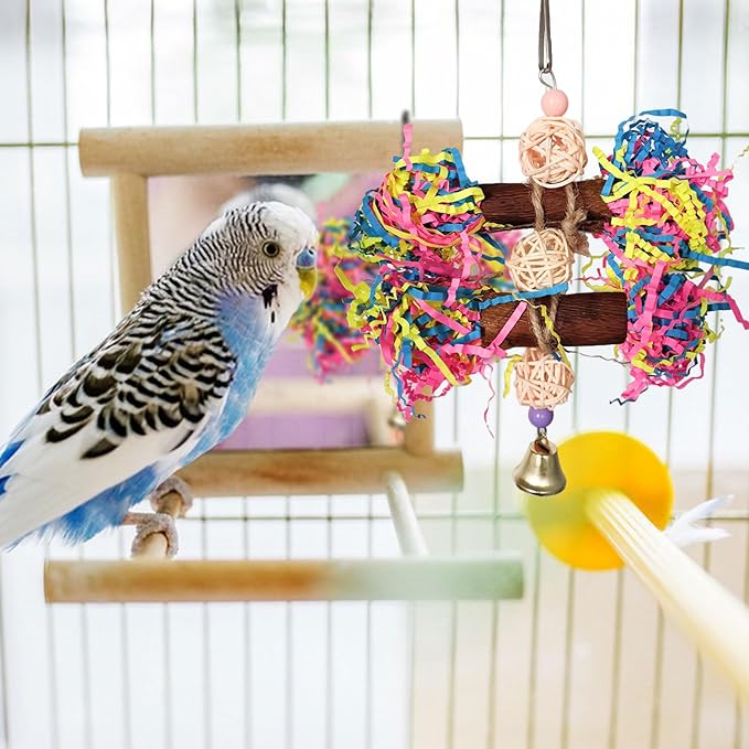 40g Bird Toys Supplement, Colorful Shred Paper Parrot Foraging Toy Refill, Bird Shredded Paper Toys for Parrot Conure Chewing Gift Wrapping