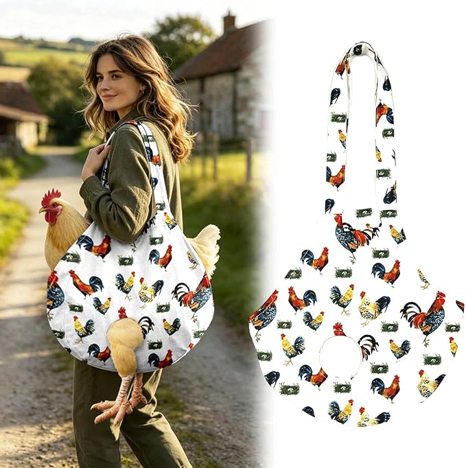 Chicken Carrier Sling Holder Bag with Handle, Driving Poultry Carriers Handbag for Farm Owners and Pet Lover Chicken Holder Poultry Travel (Whtie#D)