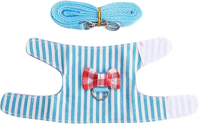 GOTOTOP 2PCs Small Pet Harness with Bowknot and Bell Decor, No Pulling Comfort Padded Vest Guinea Pig Harness and Leash Set for Ferret, Rats, Iguana, Hamster