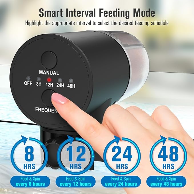 Automatic Fish Feeder for Aquarium, Vacation, 7, 14 Day Auto Food Dispenser with Timer, 200ml Large Capacity, Battery Powered, Ideal for Turtle/Fish Tank Aquarium Accessories, Batteries Included