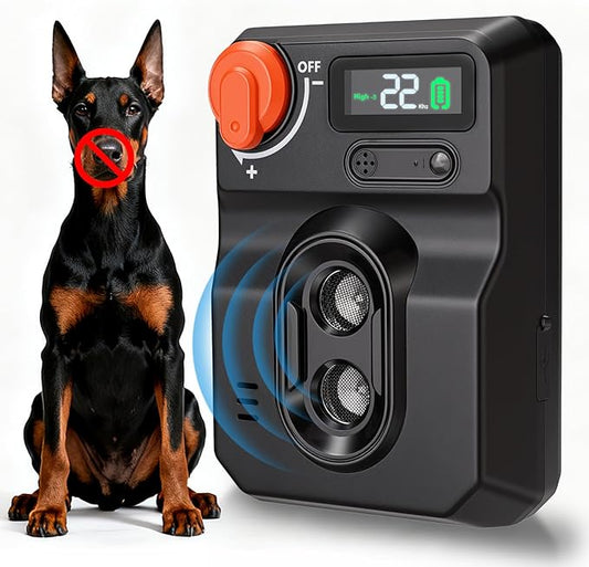 Anti Barking Device for Dogs, Ultrasonic Dog Bark Deterrent Devices, stop barking dog devices- 50Ft Range, 4 modes to suit all types of dogs, Activates Only for Real Barks, Safe Indoor/Outdoor Use