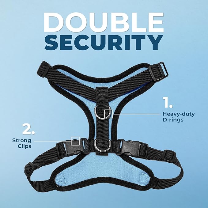 Voyager Step-in Pet Harness - All Weather Mesh, Adjustable Step in Harness for Cats and Dogs by Best Pet Supplies - Baby Blue/Black Trim, S