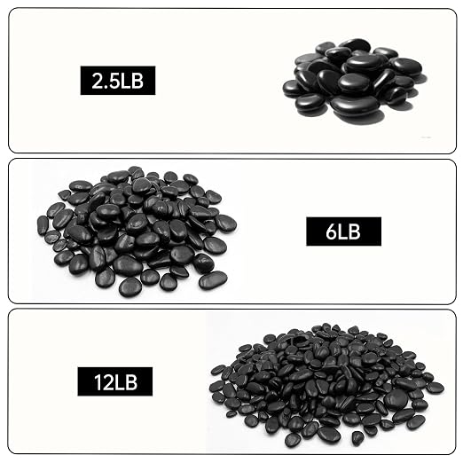 RITOLLO 2.5lb Black Pebble Rocks 3/8-1 Inch Polished Natural Aquarium Gravel Decorative Fish Tank Rocks Garden Landscaping Decor
