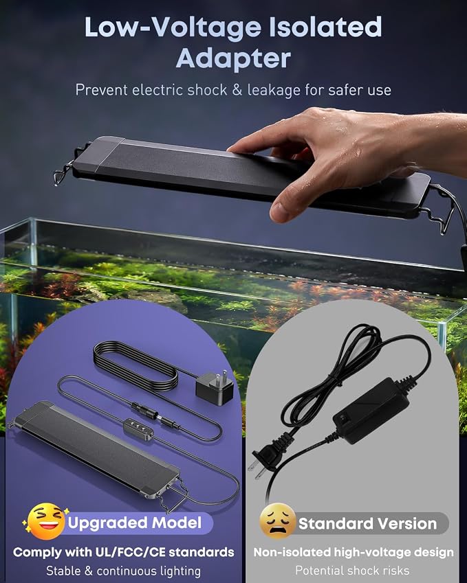 Pawfly 33W Aquarium LED Light for 48 to 54 Inch Fish Tanks Extendable Fish Tank Light with Full Spectrum Brilliant White Blue Red Lights with Daytime & Night Modes and Adjustable Brightness