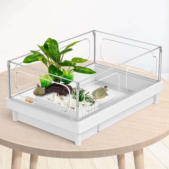 Moonorange Reptile Artificial Plants, Terrarium Plants Decorations Supplies, Aquarium Fish Tank Plant, Amphibian Habitat Hideout Tank Accessories(M Set-4pcs/E)