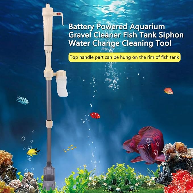 HERCHR Aquarium Gravel Vacuum Cleaner, Cordless Battery Operated, Water Changer, Clean The Gravel, Debris, Siphon Suction Vac, Cleaner for Fish Tank