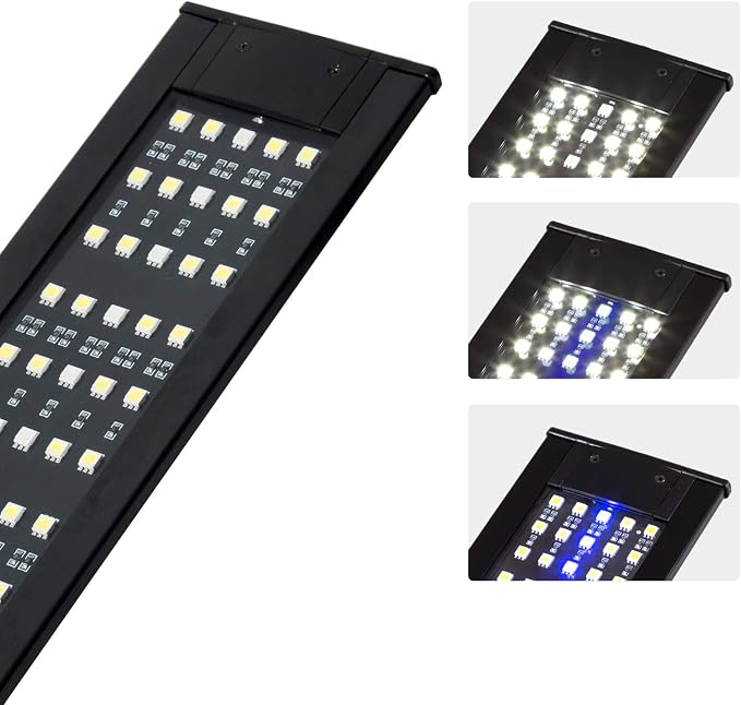 REPTI ZOO Reptile Aquarium Terrarium LED Light Ultra-thin Day and Night Light for Reptiles Aquarium Light, 3-Color Modes LED Light Hood 15W for 18 inch or Larger Terrariums for Reptile Plant Fish Tank