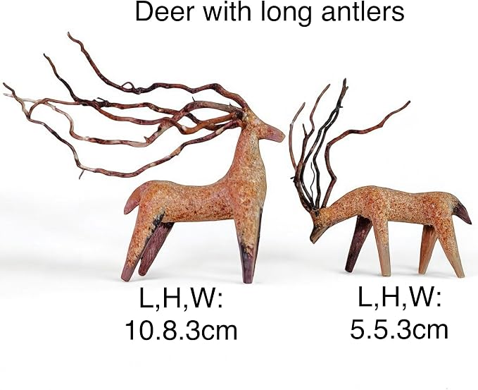 Azil Driftwood Deer Aquarium Decoration – Unique & Artistic Fish Tank & Terrarium Ornament, Safe & Eco-Friendly for Aquascaping & Reptile Habitats (Deer with Long Antlers)