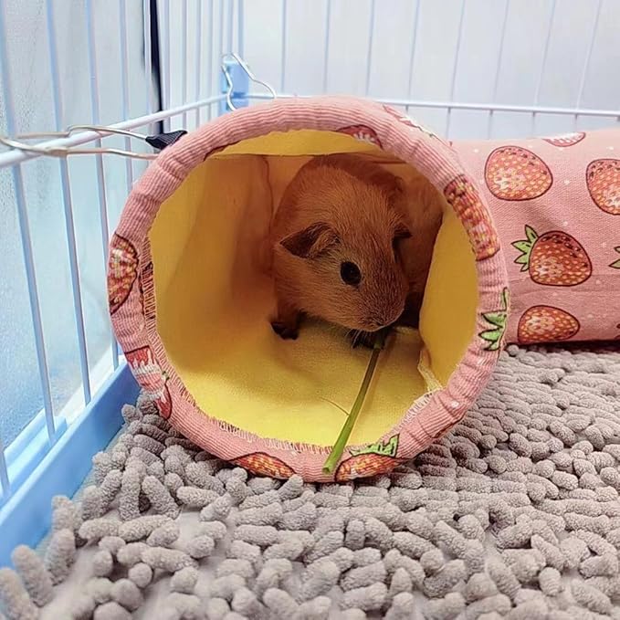 LYART Guinea Pig Rat Ferret Hammock and Warm Bed Small Pet Hideout Tunnel Cave Hanging Bunkbed Hammock Cage Toy for Hamster Sugar Glider Squirrel (2.Corner Tunnel)