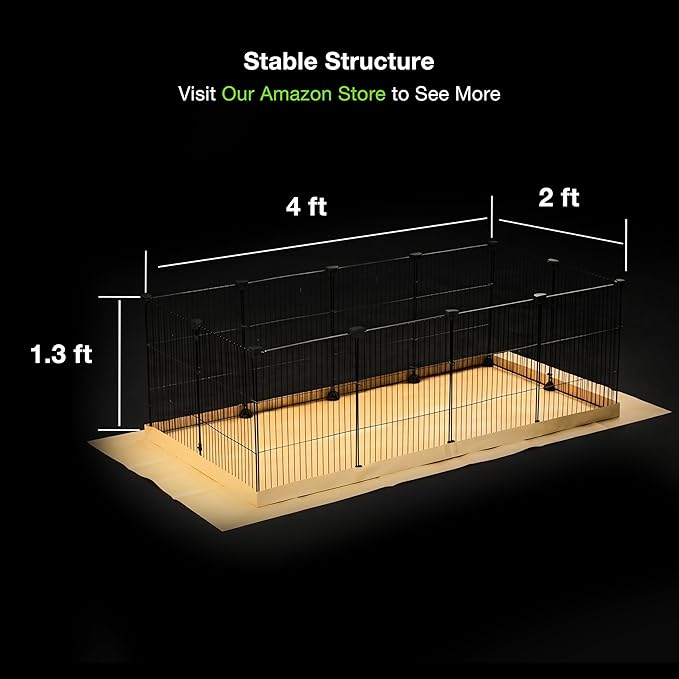GuineaLoft™ Model-AB C&C Guinea Pig Cage – Tall & Large 4ft(L) x 2ft(W) x 1.3ft(H) C&C Cage, Puppy/Bunny Play Pen w/Improved Hardware & Disposable Bottom - Visit the GuineaLoft Store to See More