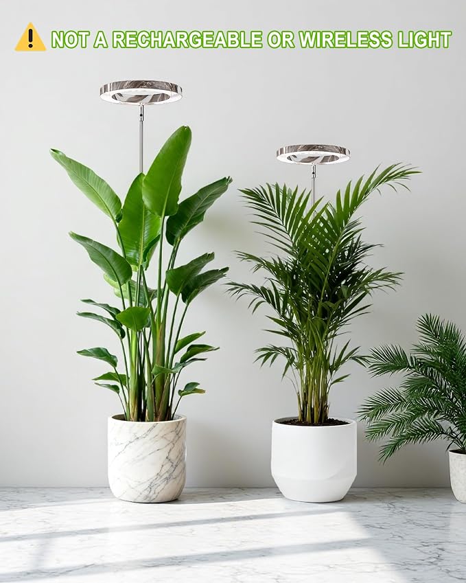 Plant Grow Light,LED Growing Light Full Spectrum for Indoor Plants,Aluminum Marble Grain Plant Lights,Height Adjustable, Automatic Timer, 5V Low Safe Voltage