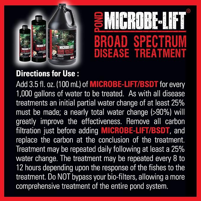 MICROBE-LIFT Broad Spectrum Disease Treatment for Ponds and Outdoor Water Gardens, Safe for Live Koi Fish, Goldfish, Plants, and Decor, 32 Fl Oz