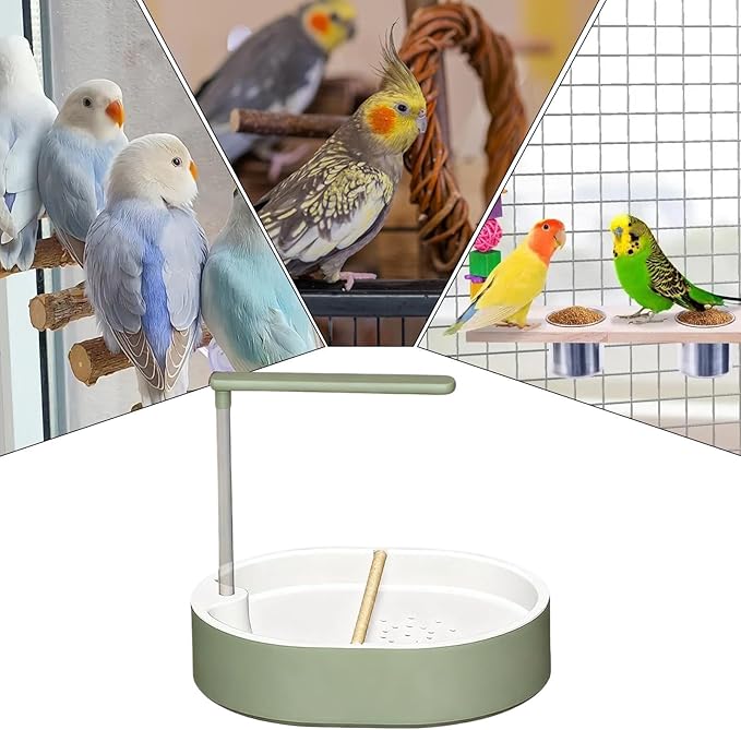 birdShower Bath Fountain - 20cm Pump Water birdBath, Anti Splash Ciirculating Cage Bath | Indoor Outdoor birdCare