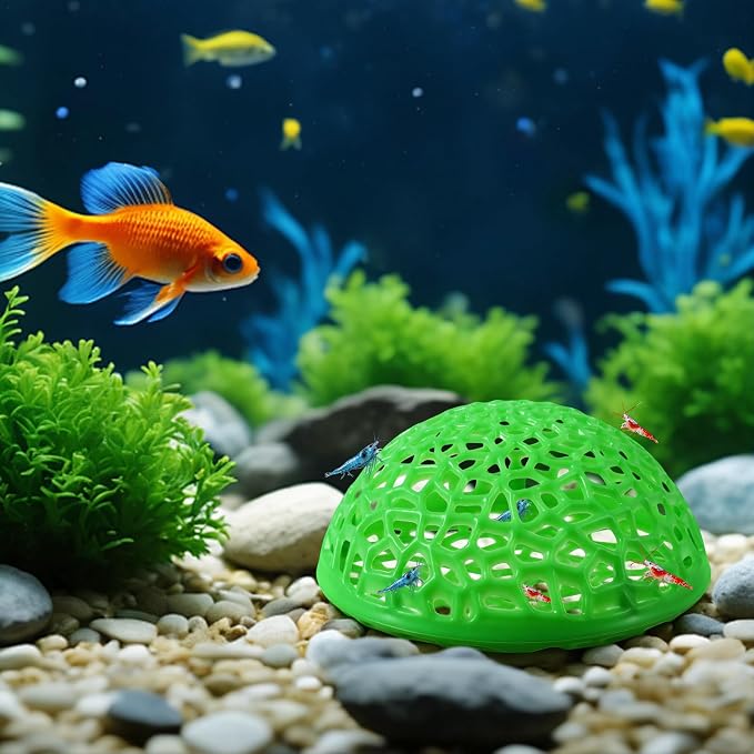 2 Pack Aquarium Shrimp Hide Cave, Porous Shrimp Hideout Shelter for Breeding & Molting, Detachable Tunnel Ornament for Fish Tank, Shrimp & Small Fish (Green)