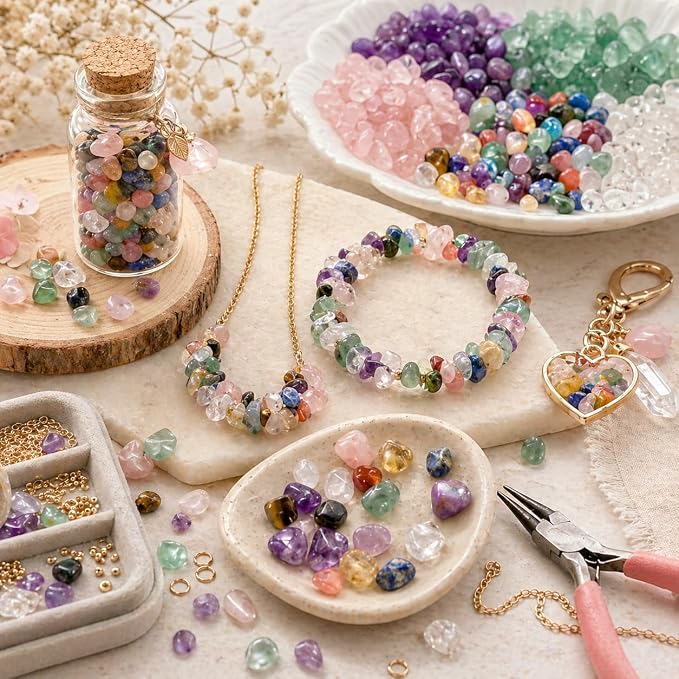 5‑7mm Crystal Gravel 1 lb in Small Box | White Quartz, Rose Quartz, Green Fluorite, Rainbow Crystal, Cat’s Eye, Amethyst | Fish Tank, Planter, DIY, Meditation Decor (Cat’s Eye)