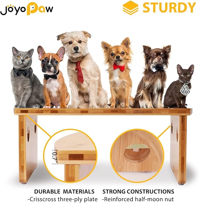 Elevated Dog Bowls, Bamboo Raised Dog Bowl for Medium Dogs, with 2 Stainless Steel Bowls (7'' Tall-40 oz Bowl)