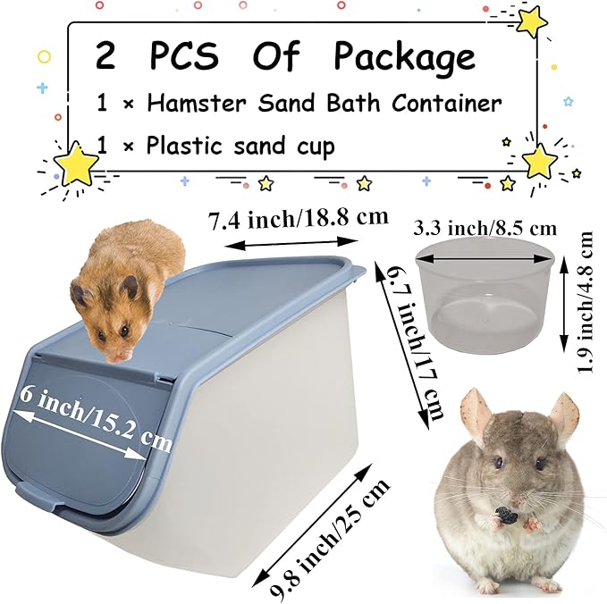 PINVNBY Chinchilla Sand Bath Box Gerbil Bathroom Transparent Totoro Plastic Sand Bath House with Sand Cup Cage Accessories for Guinea Pig Hedgehog Squirrel and Other Small Animals