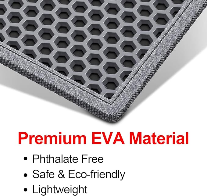 Waretary Cat Litter Box Mat: 47"x 36" Waterproof Kitty Cat Litter Trapping Mat, Easy-clean Double-layer Scatter Control Pad Rug(Grey)
