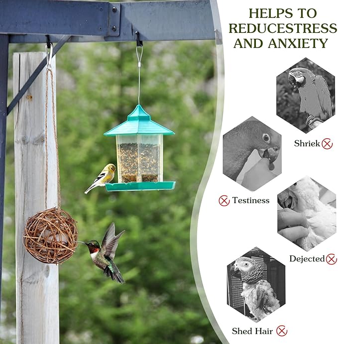 Toddmomy 2Pcs Bird Nest Material Balls Hanging Outdoor Hummingbird Nesting House 3.14In for Outside Garden and Backyard Birding