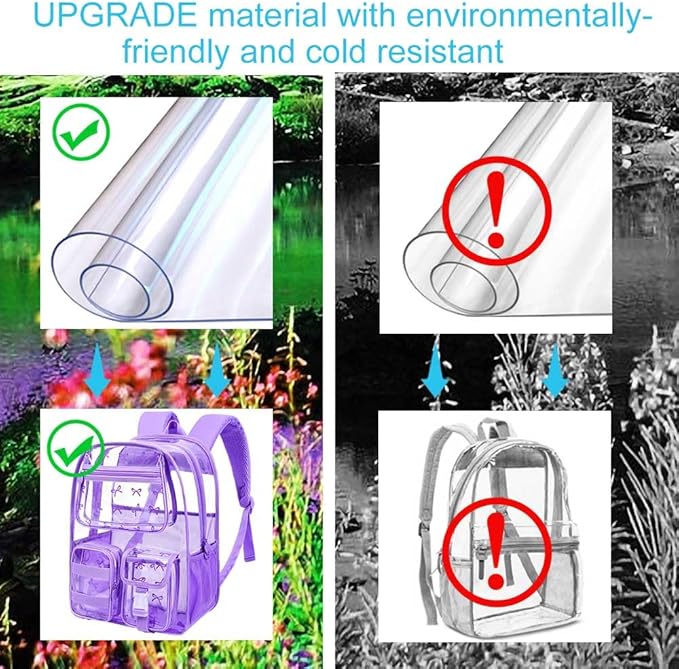 CCJPX 3Pcs Clear Backpack for Girls, School Transparent Bookbag, Heavy Duty See Through Backpacks for Teens Elementary