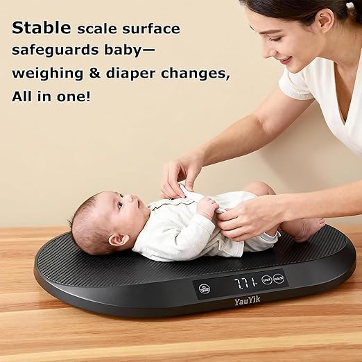 YauYik Baby Scale, Pet Scale for Weighing, 0.1Pecision Accurate Digital Scale for Baby, Cat, Puppy and Small Animals, 59-inch Height Measurement, LED Display, with Hold Function, Up to 88lbs