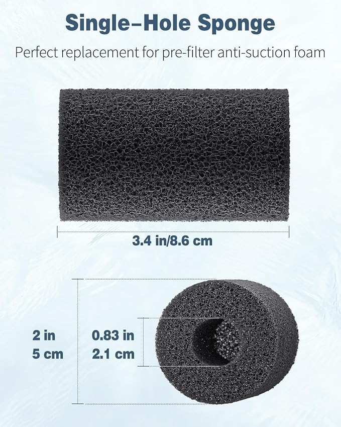 Pawfly 12 Pack Pre-Filter Sponge, Aquarium Filter Sponge 0.8" Intake Sponge Foam Roll for Small Fish Shrimp Fry Fish Tank Covers Accessories