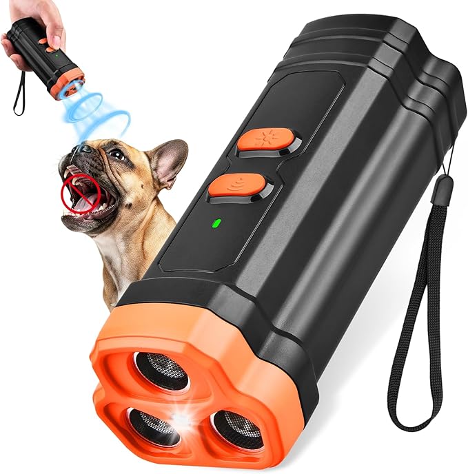 Dog Bark Deterrent Device, 3X Stronger Ultrasonic Anti Barking Device with 50FT Range, Humane No-Bark Trainer, Rechargeable for Indoor & Outdoor Use on Your Own or Neighbor’s Dog (Black)