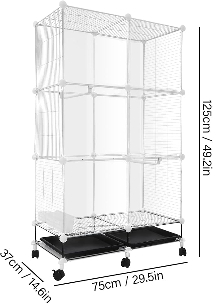 49in Metal Bird Cage Large Parakeet Cages for Parrot, Cockatiel, Lovebird, Pigeon Pagoda Bird House with Rolling Stand,Feeding Bowls & Waterer (Acrylic-49in)