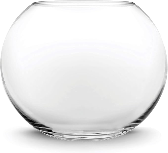 CYS EXCEL Glass Bubble Bowl (H-6" W-8", Approx. 3/4 Gal.) Small Fish Bowl Round Terrarium Vase Globe Flower Centerpiece for Weddings Events Arrangements