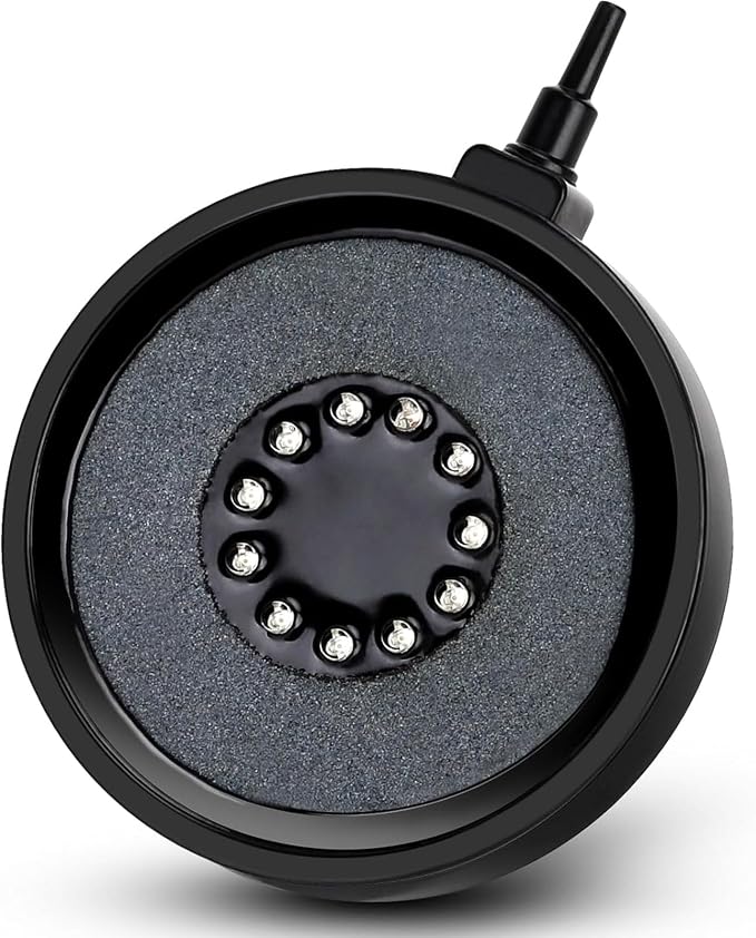 fishkeeper Aquarium Air Bubble Light, LED Fish Tank Bubbler Stone Disk | 11 Super Bright Lamp Beads, 16 Colors, 4 Modes, 7 Brightness Adjustable for Fish Tank Decoration, IP68 Waterproof