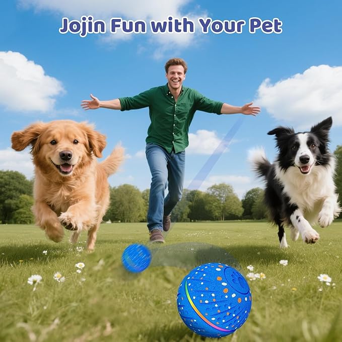 Interactive Dog Toys Dog Ball – 3 Play Modes Smart Moving Bouncing Dogs Ball, E-TPU with RGB Lights, Automatic Rolling Dog Toy for Small Medium Dogs to Keep Them Busy and Boredom Relief (Blue)
